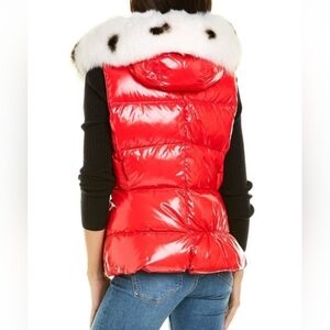 Gorski Vest with Detachable Died Fox Hood Trim, Size S, New, Made in Italy